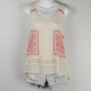 Sweet Wanderer Sheer BohoTank Top with Embroidery